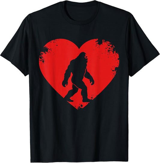 Bigfoot Sasquatch Retro Heart Funny Valentines Day Men Women