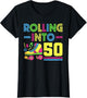 Rolling Into 50 Year Old 80s Outfit Women Bday 50th Birthday