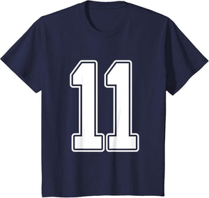 #11 White Outline Number 11 Sports Fan Jersey Style