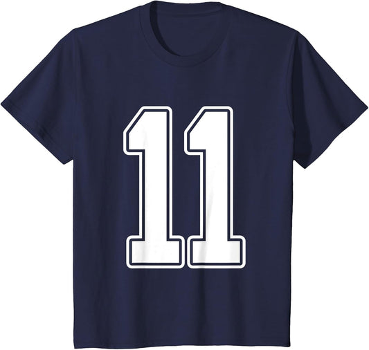#11 White Outline Number 11 Sports Fan Jersey Style