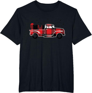 Red Buffalo Plaid Pickup Truck Happy Valentine's Day Heart