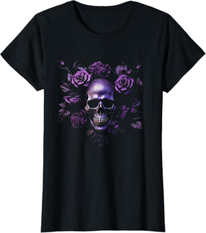 Skull with Purple Roses Gothic