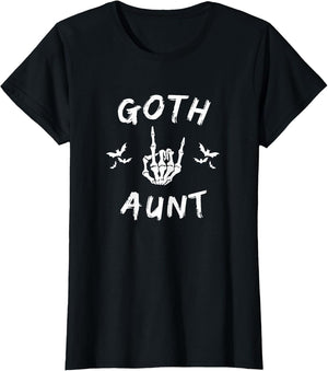 Goth Aunt Funny Emo Auntie Punk Aunt Skeleton Hand Heart
