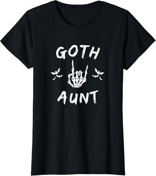 Goth Aunt Funny Emo Auntie Punk Aunt Skeleton Hand Heart