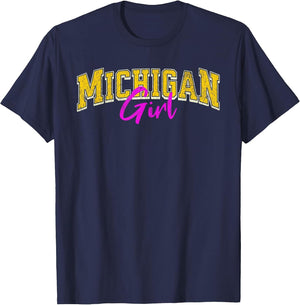 Vintage Michigan Girl Retro Pink Michigan Women and Girls
