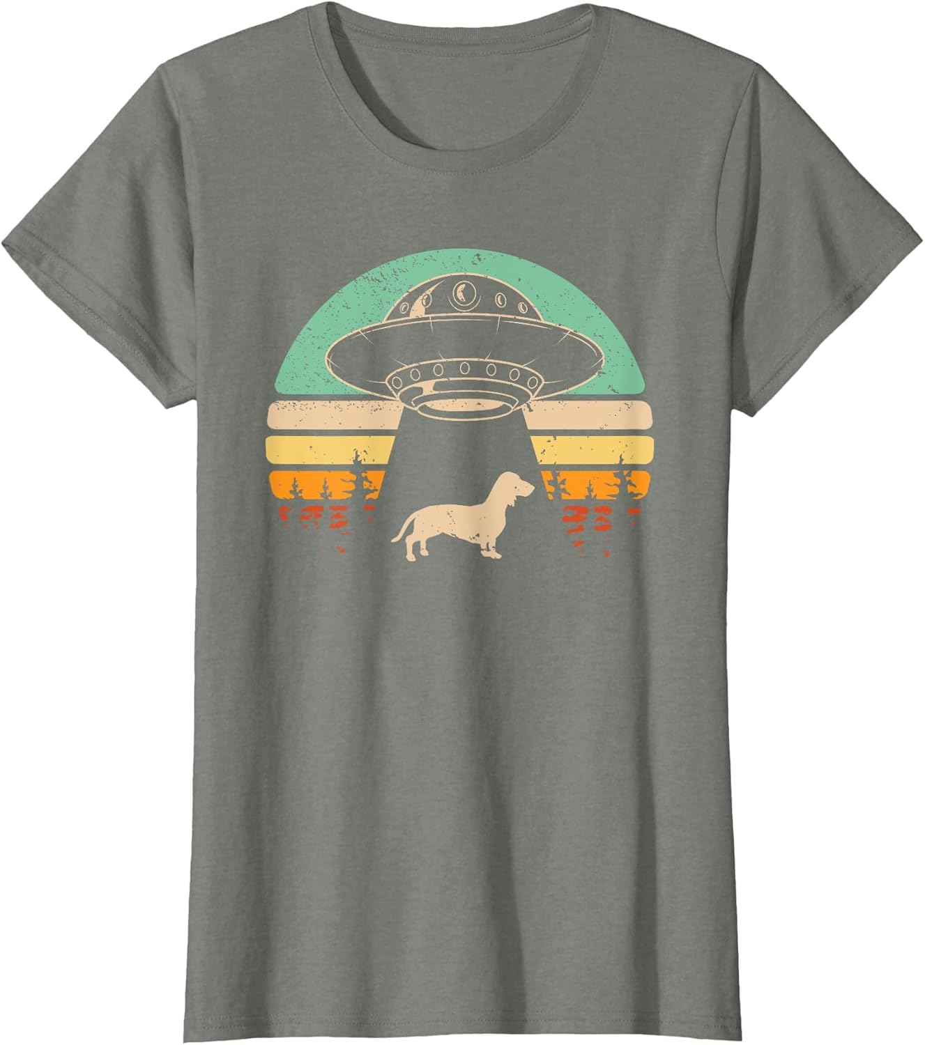 Dachshund UFO Abduction Alien Spaceship Abducting Wiener Dog