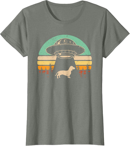Dachshund UFO Abduction Alien Spaceship Abducting Wiener Dog