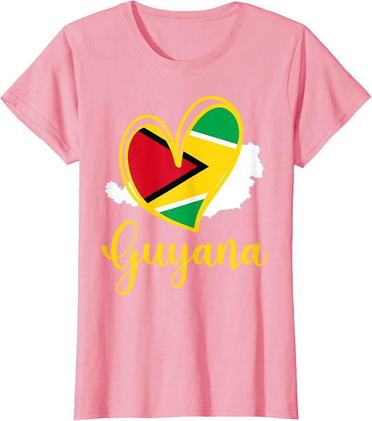 Patriotic Guyana Cute Heart Guyanese Flag Girls Mom