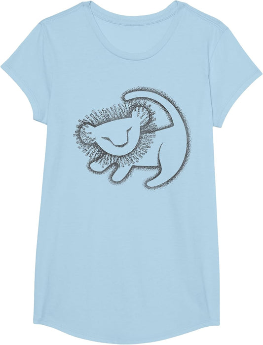 Disney The Lion King Simple Line Art Simba Cave Painting , Girls, Baby Blue, Large