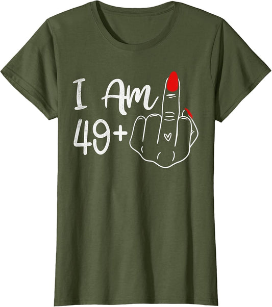 I Am 49 Plus 1 Middle Finger Funny 50th Birthday Women