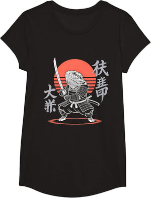 Funny Bearded Dragon Ninja Samurai Retro Anime Beardie Lover