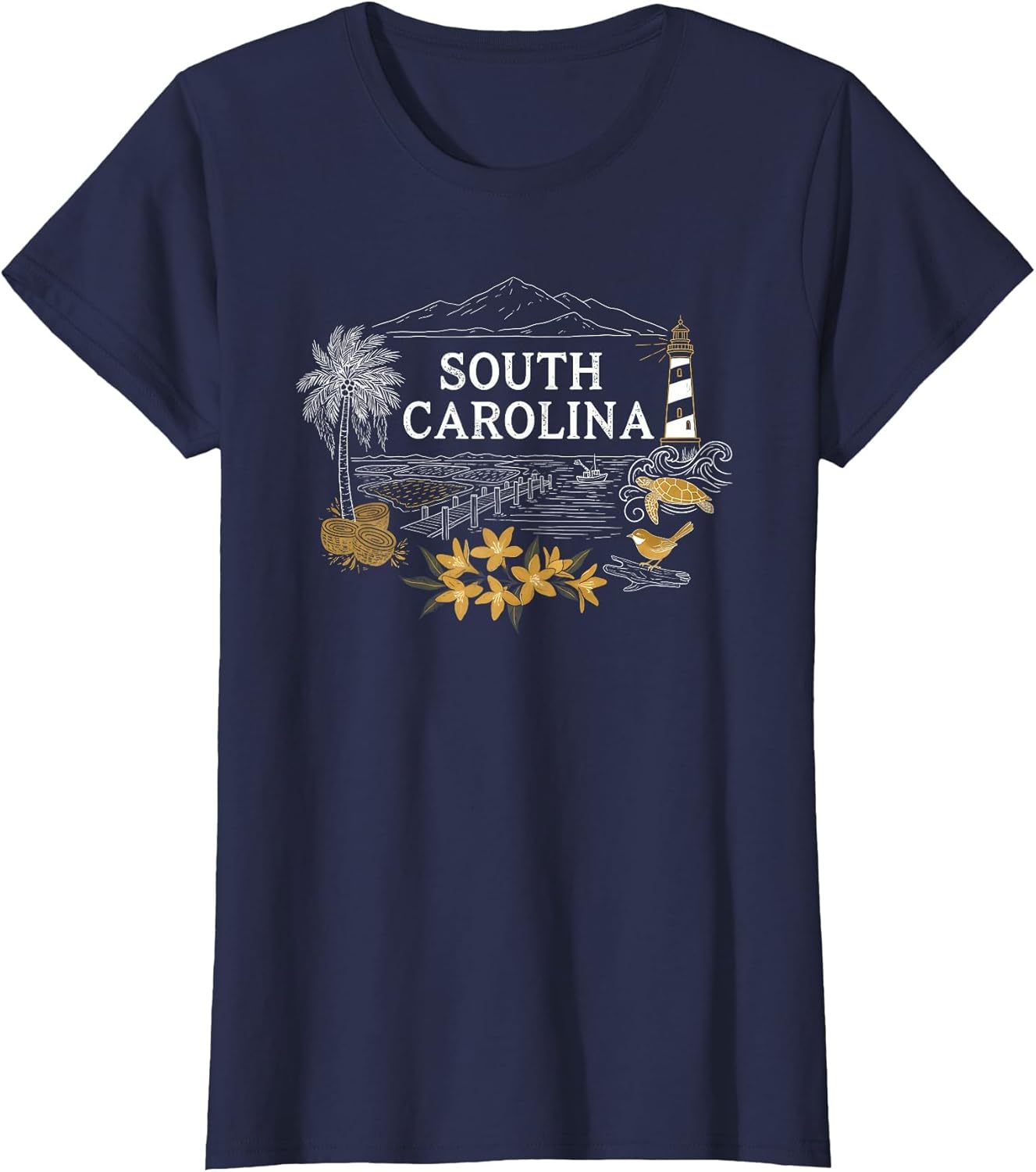 South Carolina Heritage Scenic Illustration with Lighthouse