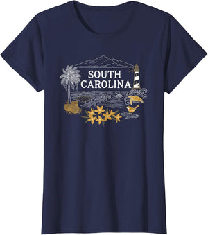 South Carolina Heritage Scenic Illustration with Lighthouse