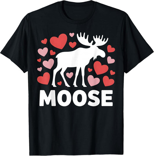 Moose with Hearts Valentine Animal Love Cute Wildlife Design