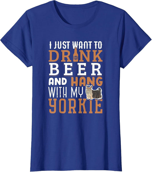 Yorkie Dad Shirt Funny Yorkshire Terrier Dog Lover Beer