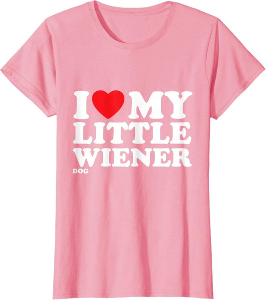 I Love Heart My Little Wiener Funny Dachshund Dog Joke