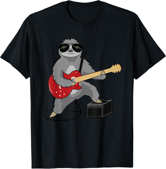 Funny Sloth Playing Guitar Rocker Heavy Metal Slow Jam Music