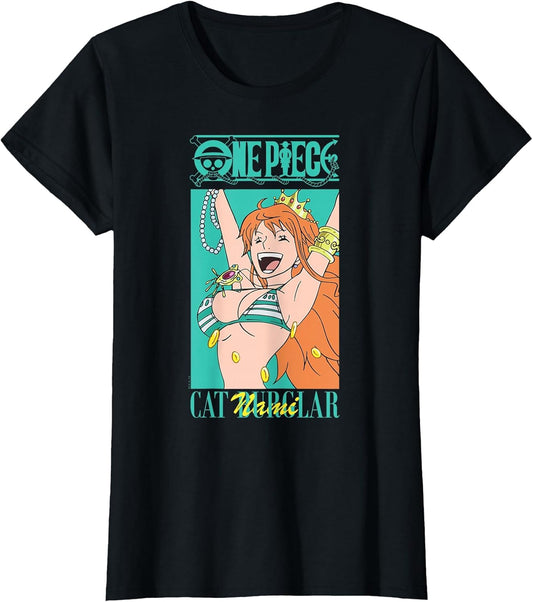 One Piece Anime Cat Burglar Nami Teal Logo