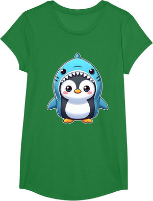 Funny Penguin in Shark Costume