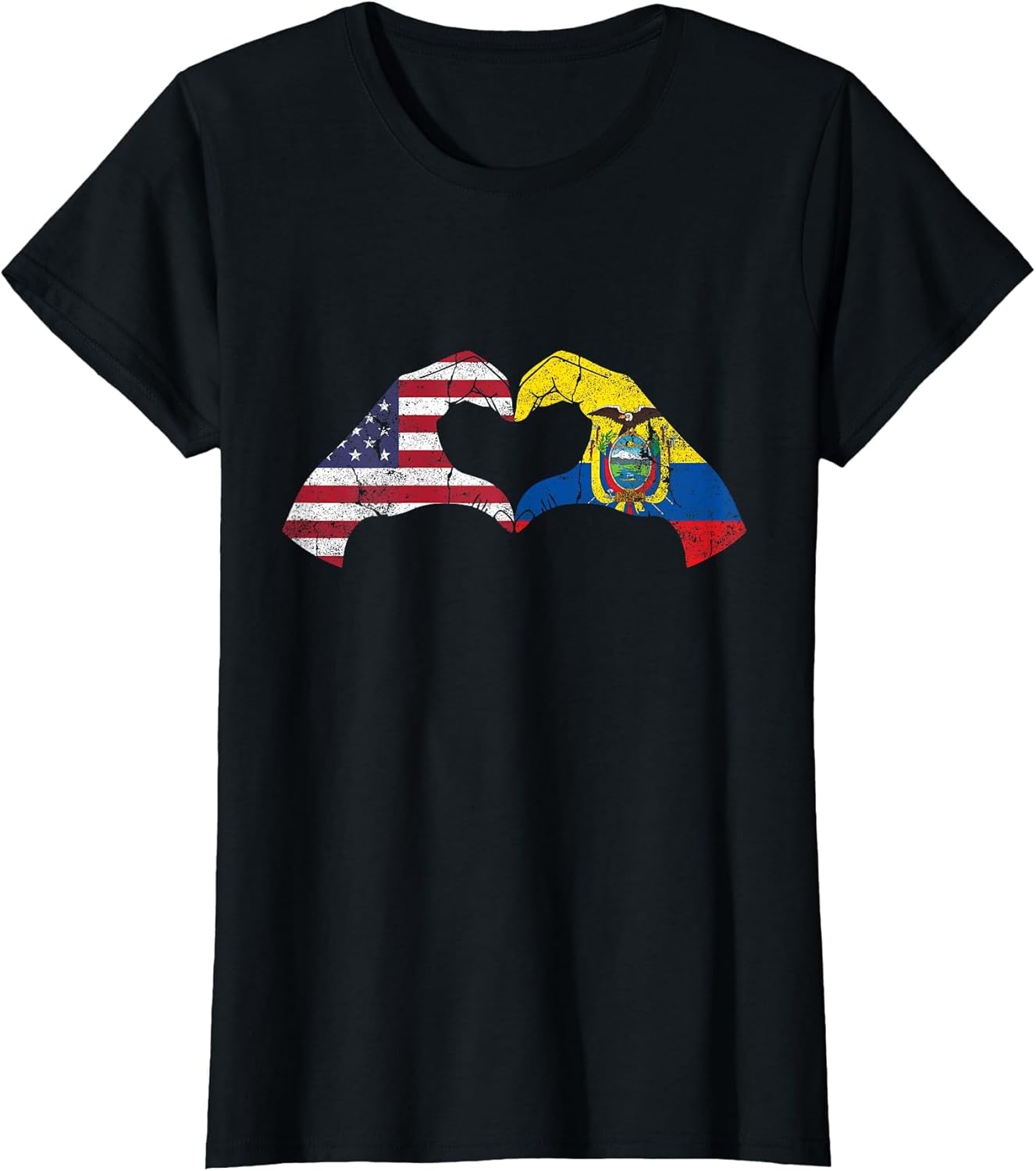 USA Ecuador Hand Flag Heart Ecuadorian Americans Love