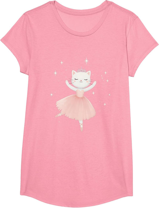 Ballerina Cat Princess Shirt Ballet Dance Toddlers Girls