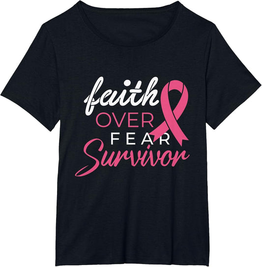 Faith Over Fear Fighter Breast Cancer Awareness Survivor