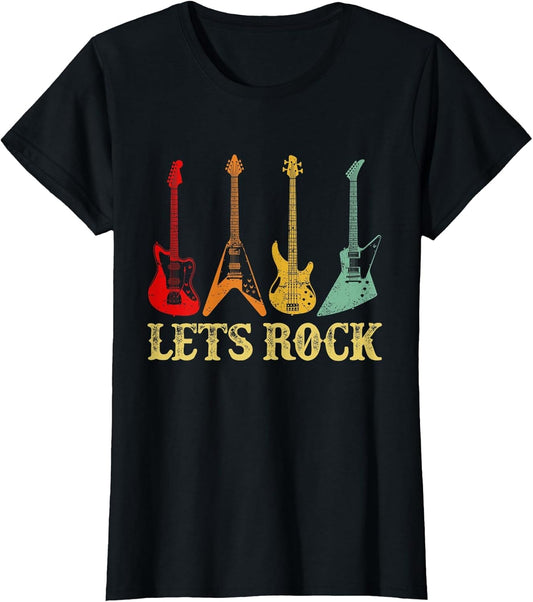 Vintage Retro Lets Rock Rock n Roll Guitar