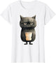 Grumpy Black Cat with Latte Coffee