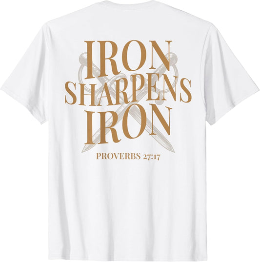 (ON Back) Iron Sharpens Iron Bible Verses Christian Gym