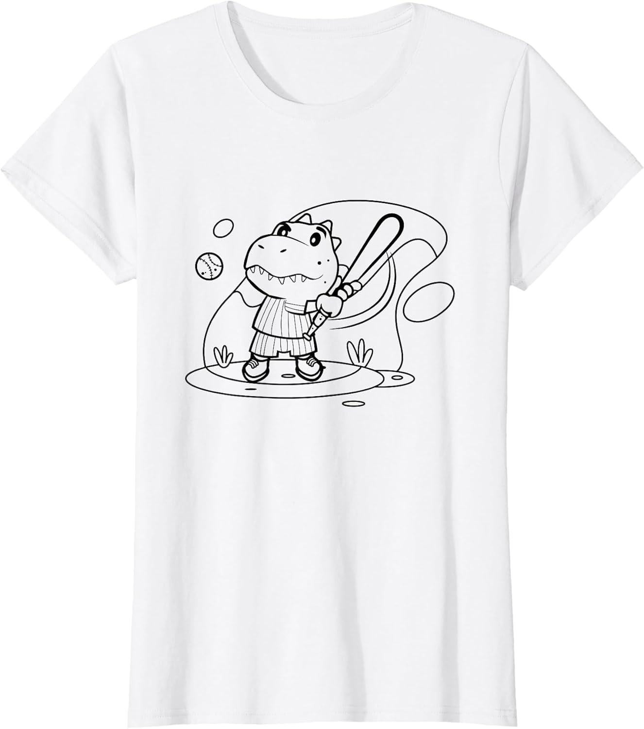 Baseball Children's T-Rex Dinosaur Colouring Painting Drawing