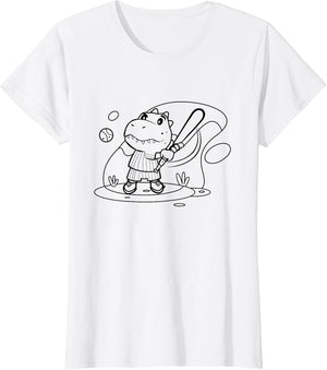 Baseball Children's T-Rex Dinosaur Colouring Painting Drawing