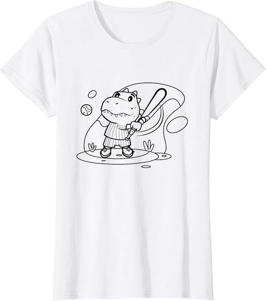 Baseball Children's T-Rex Dinosaur Colouring Painting Drawing