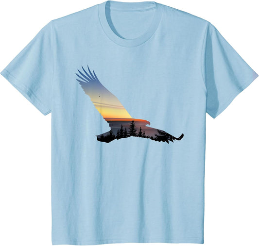 Lovely Flying Eagle Trippy Forest Sky Silhouette