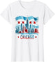 Chicago Skyline Flag Shirt Cityscape Illinois Men Women
