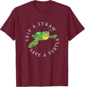 Funny Cute Skip A Straw Save A Turtle Shirt