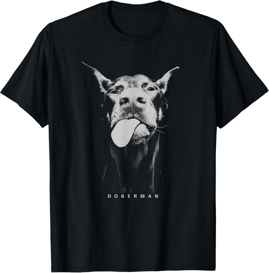 Playful Doberman Serving Attitude with a Tongue-Out Smirk