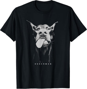 Playful Doberman Serving Attitude with a Tongue-Out Smirk