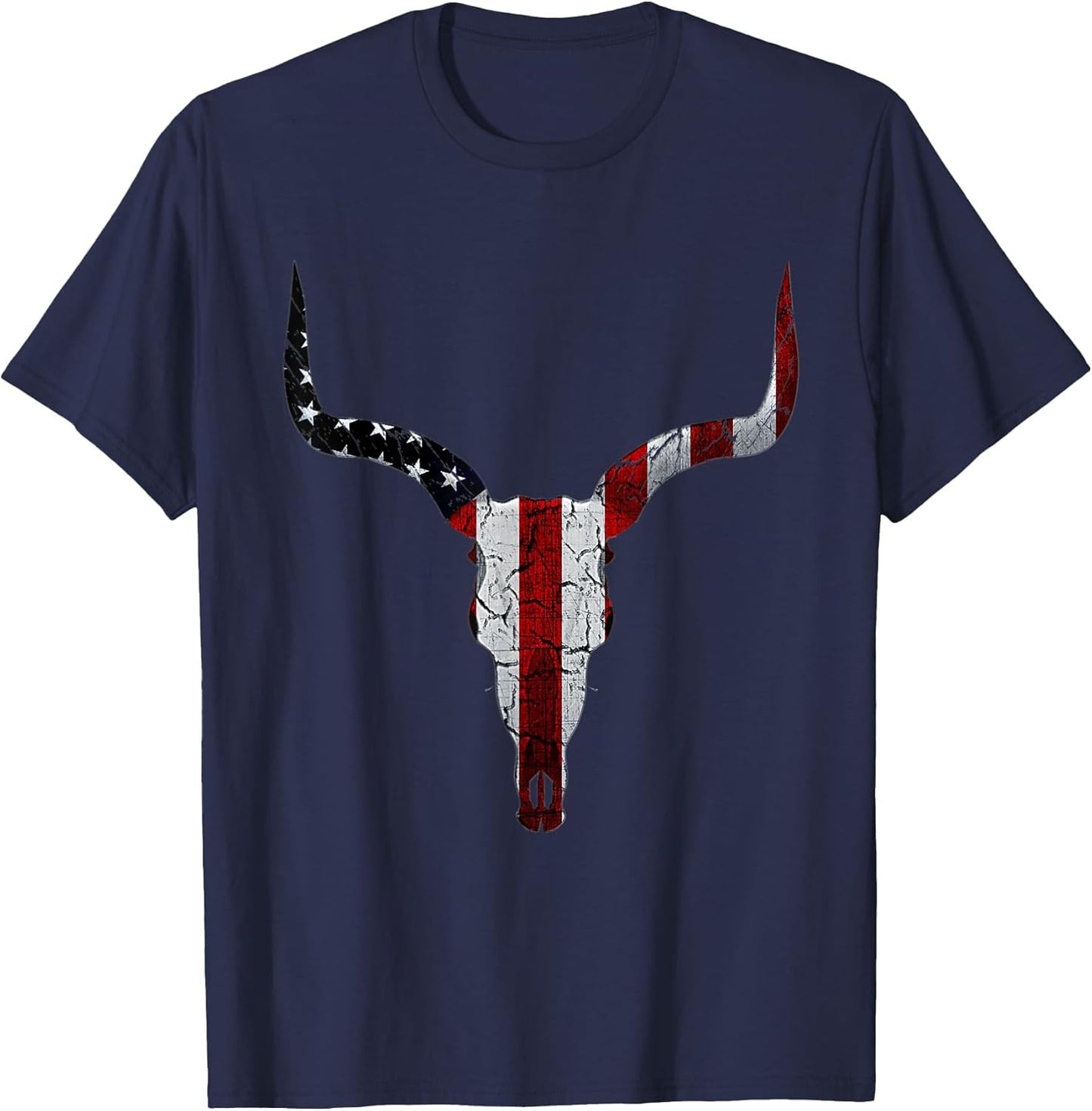 Bull Skull American Flag Cow Skull Western Graphic Wild West