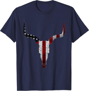 Bull Skull American Flag Cow Skull Western Graphic Wild West