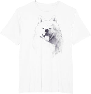 Beautiful Samoyed Dog Pencil Sketch Portrait Artwork