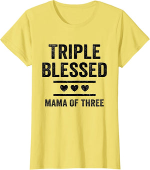 Triple Blessed Mama of Three Boys Girls Kids Blessed Mom