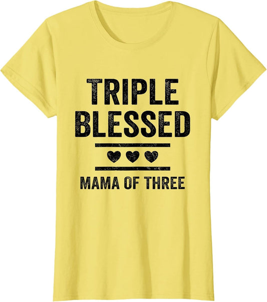 Triple Blessed Mama of Three Boys Girls Kids Blessed Mom