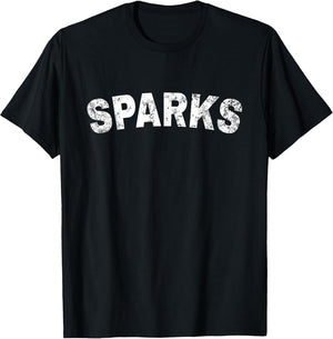 Vintage Sparks White Text Apparel