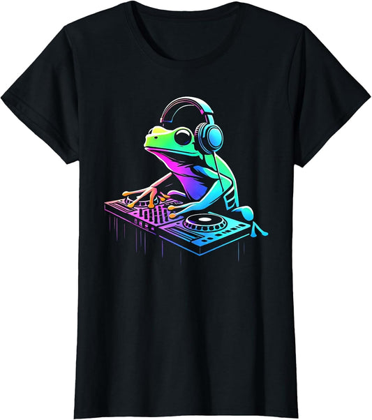 Funny Frog Headphone Music DJ Rave Colorful Men Women