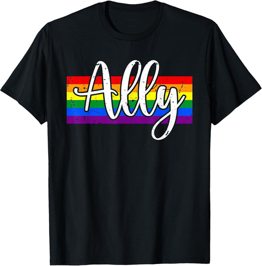 Proud Ally Bars Equality LGBTQ Rainbow Flag Gay Pride Ally