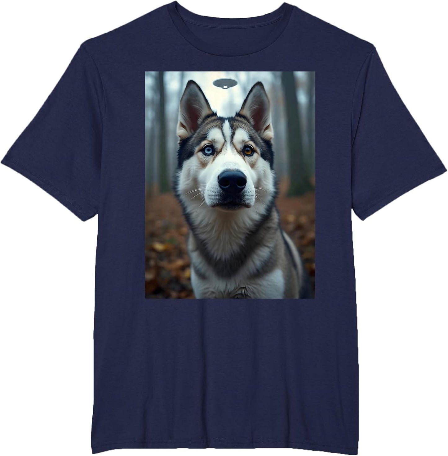 Siberian Husky Selfie with UFOs Husky Dog Lover UFO Graphic