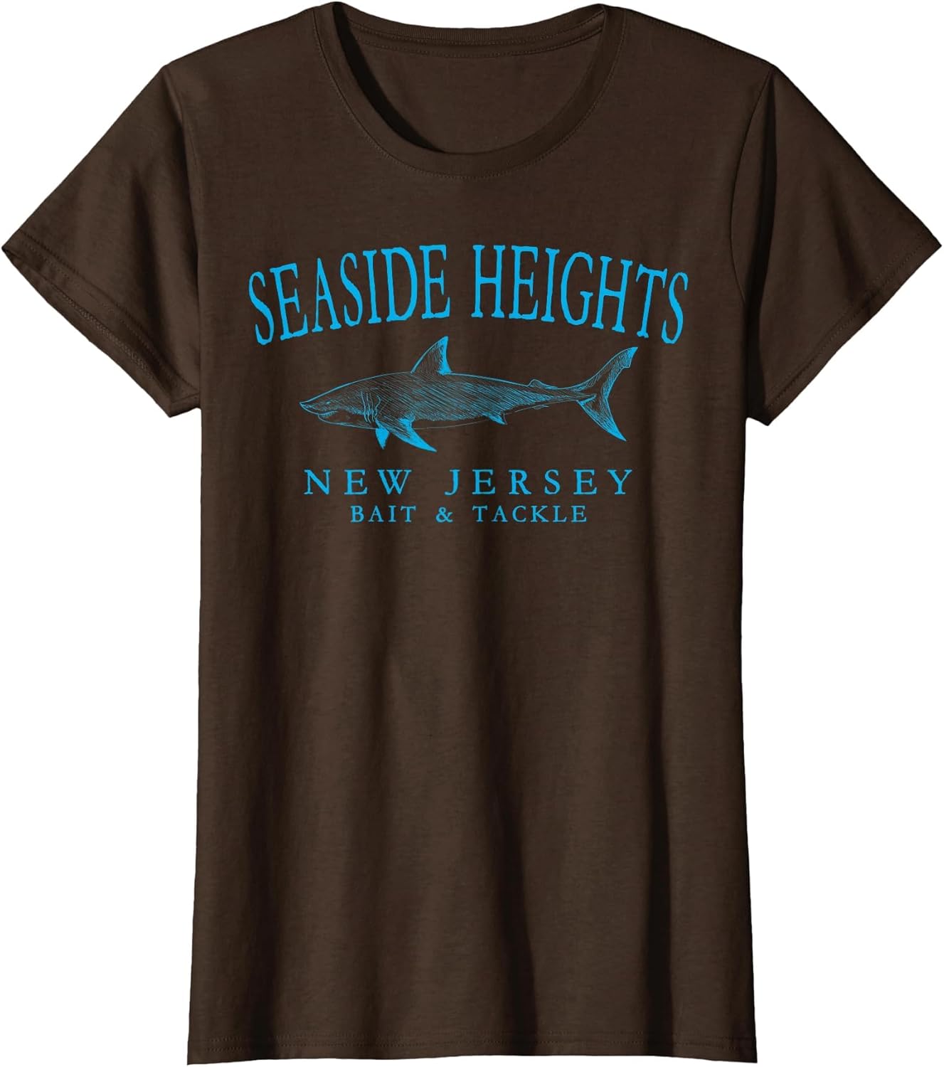 Seaside Heights New Jersey Shark Retro Arched Cyan Letters
