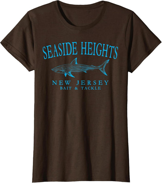 Seaside Heights New Jersey Shark Retro Arched Cyan Letters