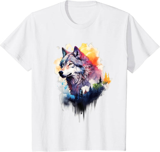 Wolf Watercolor Art Nature Lover Hiking Camping Hiker Camper
