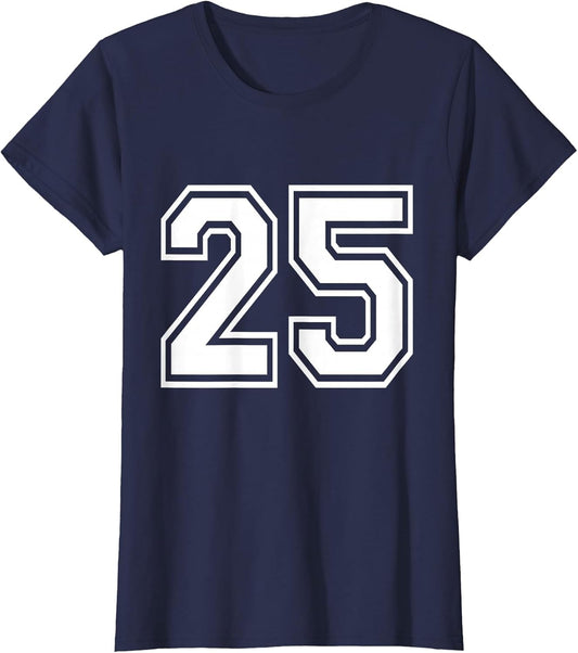 Number 25 Varsity Sports Team Jersey 25th Birthday 25 Years